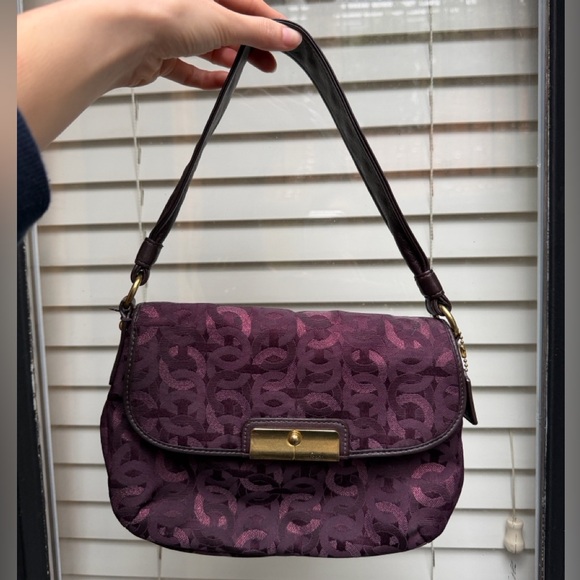 Coach Handbags - Coach Kristin Op Art Signature purple Shoulder Bag purse